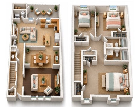 Floor plan for 3 beds, 2.5 baths, 1621 sqft